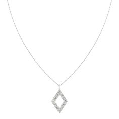 18k Rhombus or Diamond Shaped Pendant Necklace set with over 10 Diamonds. Available in White Gold, Yellow Gold and Rose Gold. Specifications: Diamond Carat Weight: 0.10 Ct Gold Weight: 1.30 Grams Chain Length: 18" + Adjustable Marquise Diamond Cut Necklace, Marquise Diamond Necklace With Diamond Cut, Luxury Marquise Diamond Cut Necklace, Diamond-shaped Necklace With Diamond Accents, Fine Jewelry Diamond-shaped Necklace With Diamond Accents, Marquise Diamond Cut Fine Jewelry Necklace, Diamond White Necklace With Square Pendant And Diamond Cut, Elegant Diamond-shaped Necklace With Single Diamond, Fine Jewelry Diamond Necklace With Accents