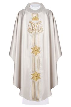 Marian chasuble shining with stones - ecru (H71). Chasuble made of very high-quality shining fabric with gold thread. The vestment is richly embroidered and decorated with stones. The material is pleasant to the touch. Turtleneck type collar. Inner stole included. Length of the robe 130 cm (51.2 inches). Fabric: 100% PE White Elegant Chasuble For Weddings, Traditional Gold Chasuble With Gold Embroidery, Gold Embroidered Chasuble For Weddings, Gold Wedding Chasuble With Gold Embroidery, Gold Threads, Clothing Items, Poland, Golf, Ships