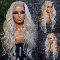 Color:Platinum Blonde \nType:Lace Front Wigs \nCurl:Body Wave \n White Wigs For Black Women, White Wigs, Synthetic Lace Wigs, Platinum Blonde, Wigs For Black Women, Body Wave, Lace Front Wig, Synthetic Wigs, Lace Front Wigs