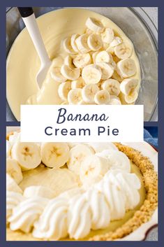 a banana cream pie with whipped cream on top