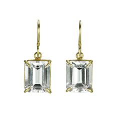 White Topaz Emerald Cut Earrings Modern Octagon Earrings For Formal Occasions, Classic White Topaz Earrings For Formal Occasions, Formal Octagon Earrings With Prong Setting, Formal White Topaz Earrings With Prong Setting, Formal Octagon Prong Set Earrings, Classic Octagon Gemstone Earrings, Formal Octagon Gemstone Earrings, Emerald Cut Earrings, Cut Earrings