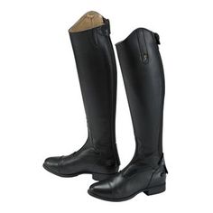 a pair of black riding boots with zippers