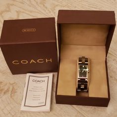 Coach Watch Coach Gold Watch As Gift, Coach Gold Watch As A Gift, Coach Gold Watch For Gift, Timeless Coach Jewelry For Gift, Modern Coach Jewelry For Formal Occasions, Coach Analog Watch For Formal Occasions, Luxury Coach Watches With Polished Finish, Coach Analog Watches For Formal Occasions, Formal Analog Coach Watch