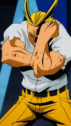 an anime character holding his hands to his face