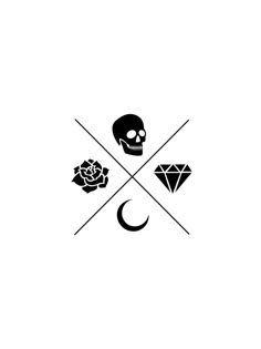 the skull and two diamonds are depicted in this black and white logo, which is designed by person