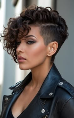 25 Beautiful Curly Bob Hairstyles To Rock This Year - Best Review Curly Asymmetrical Bob, Tapered Haircut For Women, Long Curly Bob, Curly Bob Haircuts, Curly Mohawk Hairstyles, Undercut Curly Hair, Curly Pixie Hairstyles, Voluminous Waves, Curly Pixie Haircuts