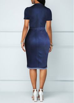 Button Up Turndown Collar Chest Pocket Denim Dress | Rotita.com - USD $34.76 Denim Attire, Indigo Fashion, Denim Bodycon Dress, Plain Dress, Denim Chic, Denim Patterns, Turndown Collar, Blue Jean, Dress First