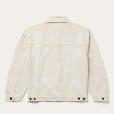 This stylish cream denim jacket features an eye-catching western-inspired embroidered detail. It has drop shoulders, straight front and back yokes, welt pockets, single point chest pockets with flaps. Crafted from high-quality 100% cotton denim, it will be a wardrobe mainstay for years to come. Welt Pockets Front & Back Seams Straight Back Yoke Drop Shoulders & Straight Front Yokes Single Point Pockets & Flaps Embroidered 100% Cotton Imported Cream Denim Jacket, Cut Tees, Denim Boots, Fringe Jacket, Outdoor Men, Mini Shirt Dress, Cotton Jacket, Western Shirts, Tee Dress