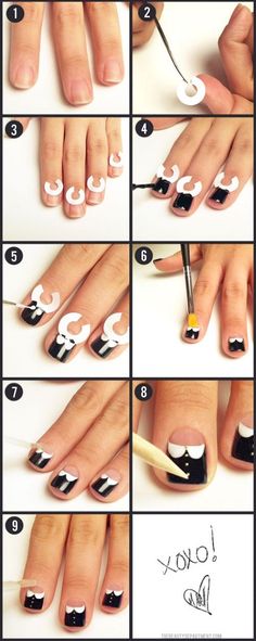 Bow Nail Art Designs 2017 with Tutorials Remarkable Bow Nail Ideas Peter Pan Nails, Tuxedo Nails, Nagel Design, Heart Nail, Easy Nails, Nails Polish, Nailed It, Manicure Y Pedicure, Cute Nail Designs