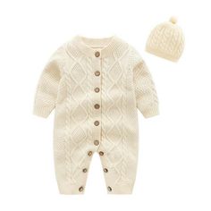 Knitted Cotton Romper Cable Knit Sweater Romper is stylish and cozy clothing very much classic for newborns up to 18 months old. It is made from very well knitted cotton so you can assure a top-quality product. Very warm and cozy knitted sweater romper. Well-made Romper: Made using cable knitting and cotton material, you can expect your little ones will have good night's sleep and wonderful days. This Jumpsuit type knitted romper is best for newborns. Engaging Product Design: The beautiful patte Overalls Winter, Baby Overall, Winter Jumpsuit, Girls Overalls, Pullover Outfit, Knit Jumpsuit, Cotton Romper, Knitted Romper