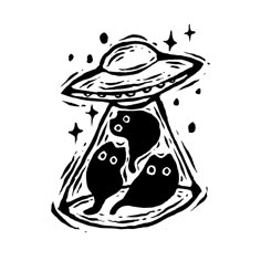 Ufo Cats Ufo Drawing, Ufo Tattoo, Linocut Printmaking, Lino Art, Linocut Art, Minimalist Tattoos, Sketchbook Ideas