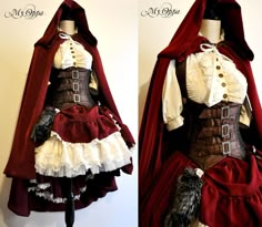 Moda Steampunk, Red Riding Hood Costume, Corset Costumes, Steam Punk