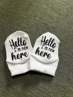 These adorable socks are the perfect baby gift. Available in 0-6 month, 6-18 month size, 18-36 month, or 3-5 year sizes. Please see photos to choose if you would like the writing to read correct if the child is laying on their tummy or their back. Want a different saying on your socks?  Custom sayings upon request. Item will ship 3-5 business days after order is placed. PLEASE NOTE if you choose to upgrade your shipping to priority mail the estimated arrival time is 1-3 business days. THIS IS IN ADDITION TO THE 3-5 BUSINESS DAY PROCESSING TIME. Standard shipping takes 5-7 business according to USPS. Cricut Baby, Boys Socks, Parents Baby, Baby Projects, Custom Socks, Daytona Beach, Baby Socks, Baby Photoshoot, Custom Baby