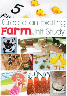 Learn about farms and farm animals with these exciting activities for a farm unit study! Science, math, STEM, literacy art and more!! via @lifeovercs Farm Stem Activities, Farm Activities For Preschool, Farm Unit Study