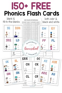 an image of flash cards with the words phonics flash cards and their corresponding letters