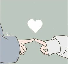 two people holding hands with a heart above them