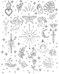 an image of tattoos with stars and hearts