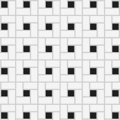 a white and black tile pattern with squares