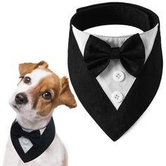 FUAMEY Dog Tuxedo,Formal Dog Wedding Bandana Dog Collar with Bow Tie Dog Birthday Costume Adjustable Pet Party Tux Dog Weddin Dog Tux, Dog Wedding Bandana, Dog Clothes Patterns Sewing, Formal Dog, Dog Bandana Pattern, Dog Wedding Attire, Dog Tuxedo, Dog Birthday Gift, Dog Clothes Diy