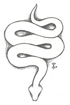 a black and white drawing of a snake