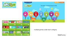 the website for children's games and technology is displayed in front of an image of trees