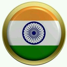 the flag of india on a gold button with white, green and orange stripes in the center