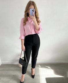 October 4, Outfits Women, Work Outfits, Hair Lengths, Pink Black, Winter Outfits