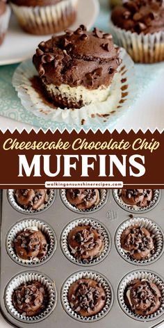 Want another back-to-school breakfast idea? Check out this creamy cheesecake muffin recipe! Start your day with delicious and easy cheesecake chocolate chip muffins. Save this recipe for more quick breakfast on-the-go ideas! Texas Muffin Recipes, Fancy Muffin Recipes, Big Muffins Recipe, Mini Muffin Recipes, Muffins Recipes Easy, Assorted Muffins, Chocolate Cheesecake Muffins, Cheesecake Chocolate Chip, Cheesecake Muffin