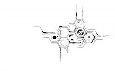 an abstract black and white image with hexagonal shapes