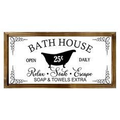 a bath house sign hanging on the wall