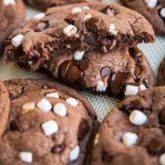 chocolate chip cookies with marshmallows on top