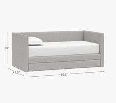 a bed with a pull out trundle is shown in the size and measurements