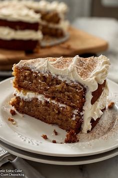 a slice of carrot cake on a plate