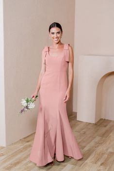 Model: Lindsey; Size: 4 Bridesmaid Lineup, Flirty Style, Wedding Parties Colors, Godet Skirt, Bridesmaid Dress Colors, Feeling Confident, Nautical Wedding, Colorful Party, Pink Summer