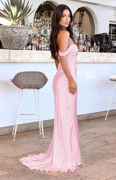 Delanie Pink Maxi Dress Sparkling Earrings, Beautiful Features, Prom Midi Dress, 60's Dress, Beautiful Silhouette, Bias Cut Skirt, Pink Maxi, Beginning Boutique, Strapless Tops