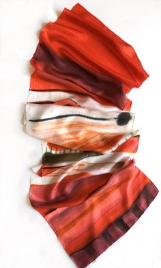 "Silk Scarf- Carmine Stripes/ Hand painted silk scarf, Abstract scarf painted, Red maroon long scarf, Silk Painting, Handmade scarf gift her, Christmas gift for her. Birthday gift for mom/ Art to wear/ ►measurements- 17\"x71\" ☺Striped Scarf is painted on pure silk pongee 8, luxuries silk fabric. ►SHIP NEXT DAY See my luxury scarves and shawls here: https://www.etsy.com/shop/klaradar?ref=l2-shopheader-name§ion_id=18979710 Felted scarves: https://www.etsy.com/shop/klaradar?ref=l2-shopheader-name& Artistic Hand Painted Red Silk Scarf, Red Silk Scarf, Abstract Scarf, Hand Dyed Silk Scarf, Hand Painted Scarves, Batik Art, Handmade Scarf, Painted Scarf, Floral Silk Scarf