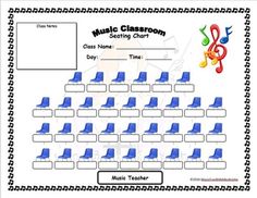 a music classroom seating chart with blue chairs