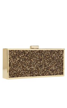 BCBGMAXAZRIAGold Ariana Rock Crystal Hard Clutch - Runway Catalog Chevron Jewelry, Elegant Clutch, Hermes Orange, Gold Ounce, Brown Handbag, Clutch Pouch, Pocket Top, Rock Crystal, Gold Material