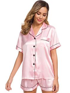 Color_pink Bridal Sleepwear, Pyjama Satin, Silk Pajamas Women, Satin Short, Silk Pajama Set, Satin Pyjama Set, Casual Stylish, Satin Pajamas, Silk Pajamas