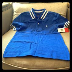 Izod Boys Polo Shirt Short Sleeves With White Trimming On Neck Collar And Sleeves. New Unused With Tags. Get That Polished Look. Cobalt Blue Size 8 (Small) 100% Cotton. Blue Casual Polo Shirt For School, Casual Blue Polo Shirt For School, Blue Casual School Polo Shirt, Trim Detail, Neck Collar, Polished Look, Cobalt Blue, Kids Shirts, Cobalt