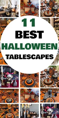 11 best Halloween tablescapes featuring various spooky themed settings with pumpkins, spiders, skulls, and candles. Halloween Lights Diy, Tablescapes Ideas, Halloween Costumes To Make, Halloween 11, Halloween Tablescape, Halloween Table Runners