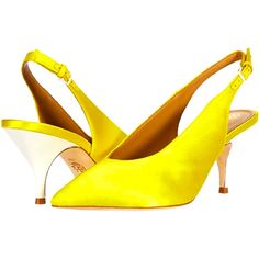 Satin Bright Yellow Tory Burch Sling Pump Yellow Slingback Pumps For Spring Evening, Elegant Yellow Slingback Sandals, Elegant Yellow Slingback Pumps With Pointed Toe, Yellow Ankle Strap Slingback Pumps For Evening, Elegant Yellow Slingback Pumps For Spring, Designer Closed Toe Slingback Pumps For Spring, Yellow Slingback Pumps With Heel Strap For Evening, Yellow Leather Slingback Pumps For Evening, Elegant Yellow Leather Slingback Pumps