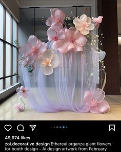 an image of a display with flowers on it's side and the caption in the bottom right corner