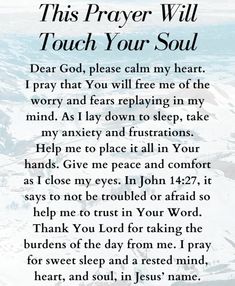 a poem written in black and white with the words, this prayer will touch your soul