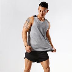 Round Collar Quick Drying Men’s Workout Vest Tank Top Gym Outfits Men, Go-dry Sleeveless Tank Top For Gym, Cheap Men's Workout Tank Top, Gym Tank Tops Men, Compressive Gym Tank Top, Mens Workout Tank Tops, Workout Games, Vests Mens, Mens Workout Clothes