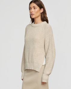 Roya Marled Boyfriend Sweater Exaggerated Sleeve, Boyfriend Sweater, Easy Sides, Oversize Knit, Women's Sweaters, Side Split, Long Cardigan, Fashion Killa, Modern Woman