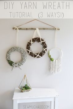 diy yarn wreaths hanging on the wall