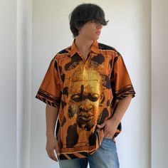 Material: 100% Polyester Orange Collared Shirt With Graphic Print, Gold Shorts, Seersucker Pants, Hip Hop Streetwear, Mens Short Sleeve Shirt, Yellow Shorts, Rust Orange, Pocket Shirt, Designer Style