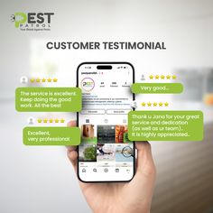 someone is holding up their cell phone with the text customer testimonal on it