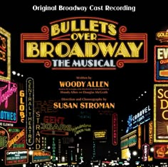 an advertisement for the broadway musical, which features neon signs and billboards in times square